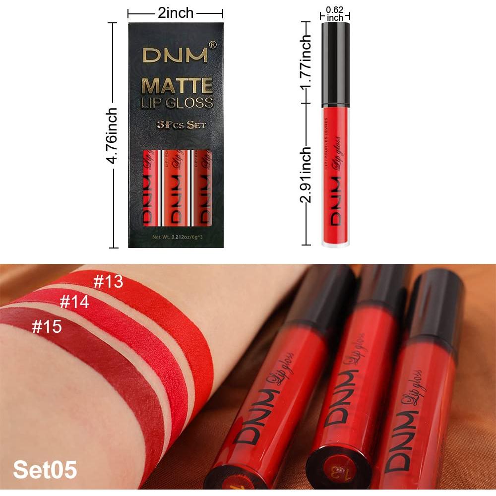 Conjunto de 3 Lápices Labiales Líquidos Mate Rojo Amy's Diary