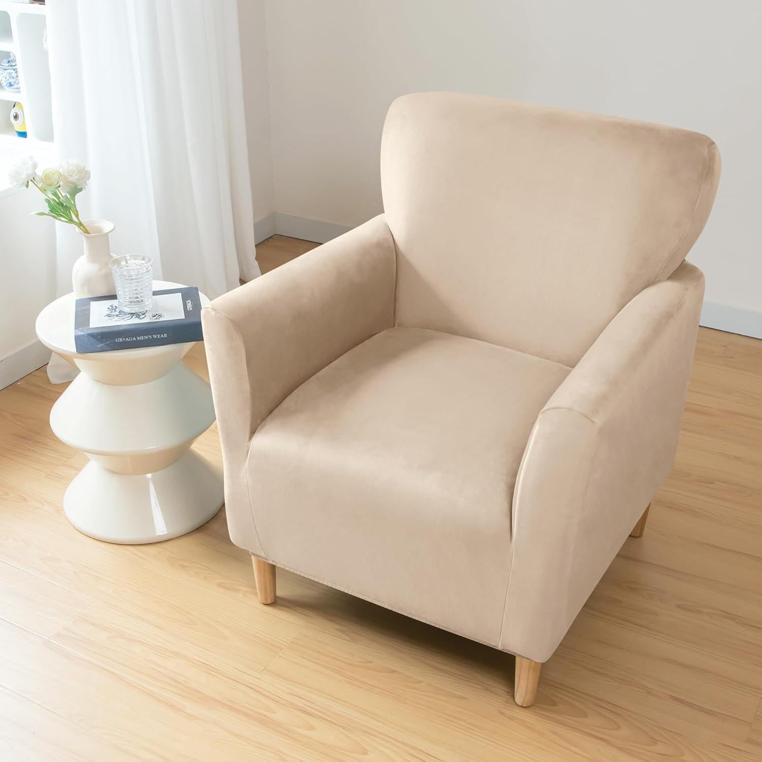 Funda de Silla LiveGo Banquet Crema Elástica con Brazos