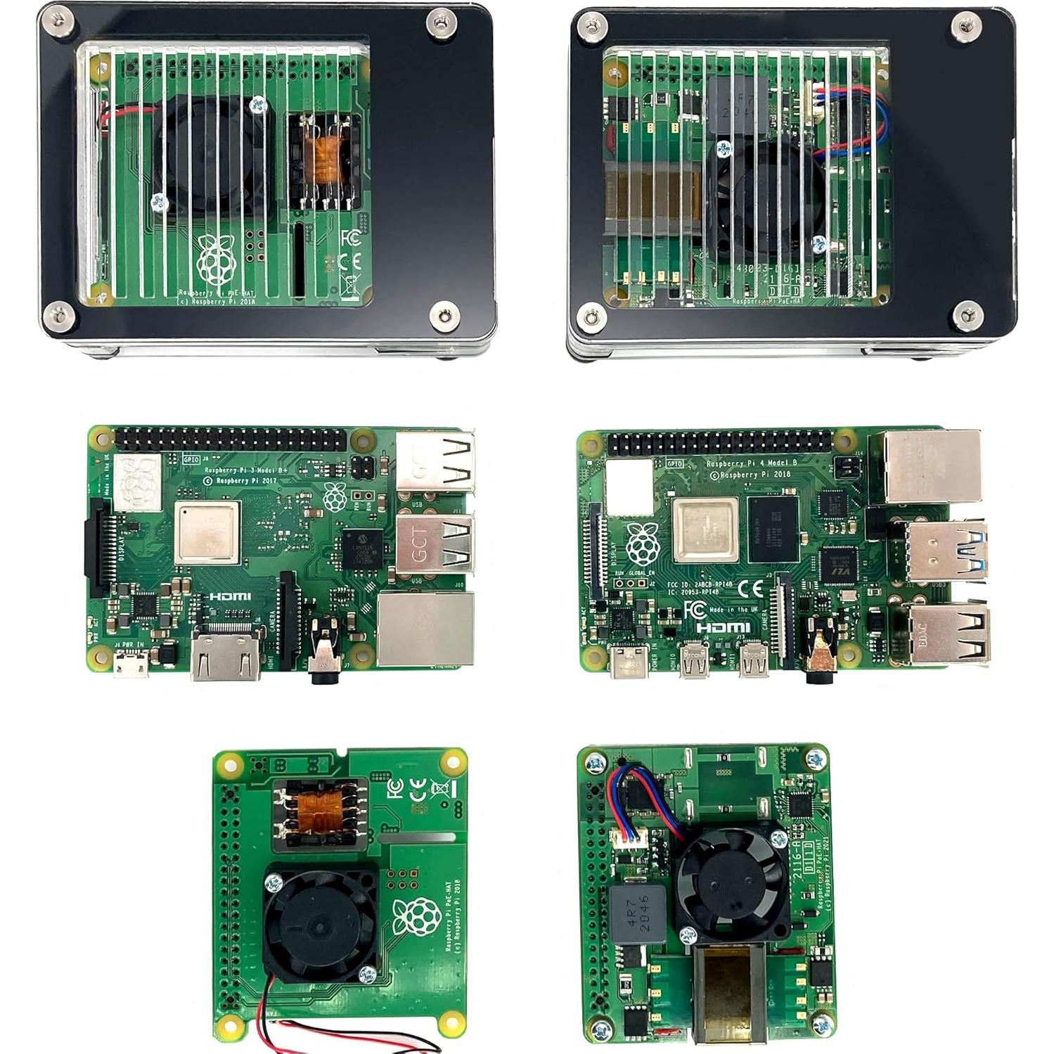 Estuche C4Labs Zebra PoE para Raspberry Pi 4B/3B+ - Hielo Negro