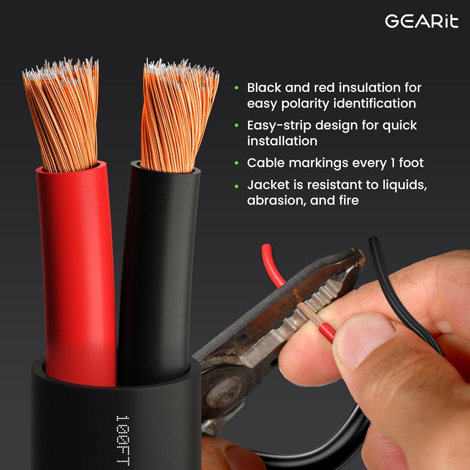Cable de altavoz GearIT 14 AWG 2x2.5mm 60.96m Negro