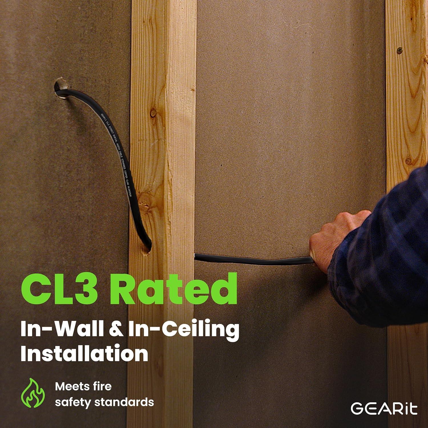 Cable de altavoz GearIT 14 AWG 2x2.5mm 60.96m Negro