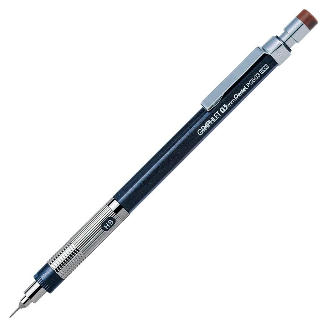 Lápiz Mecánico Pentel Graphlet 0.3mm Retráctil Azul