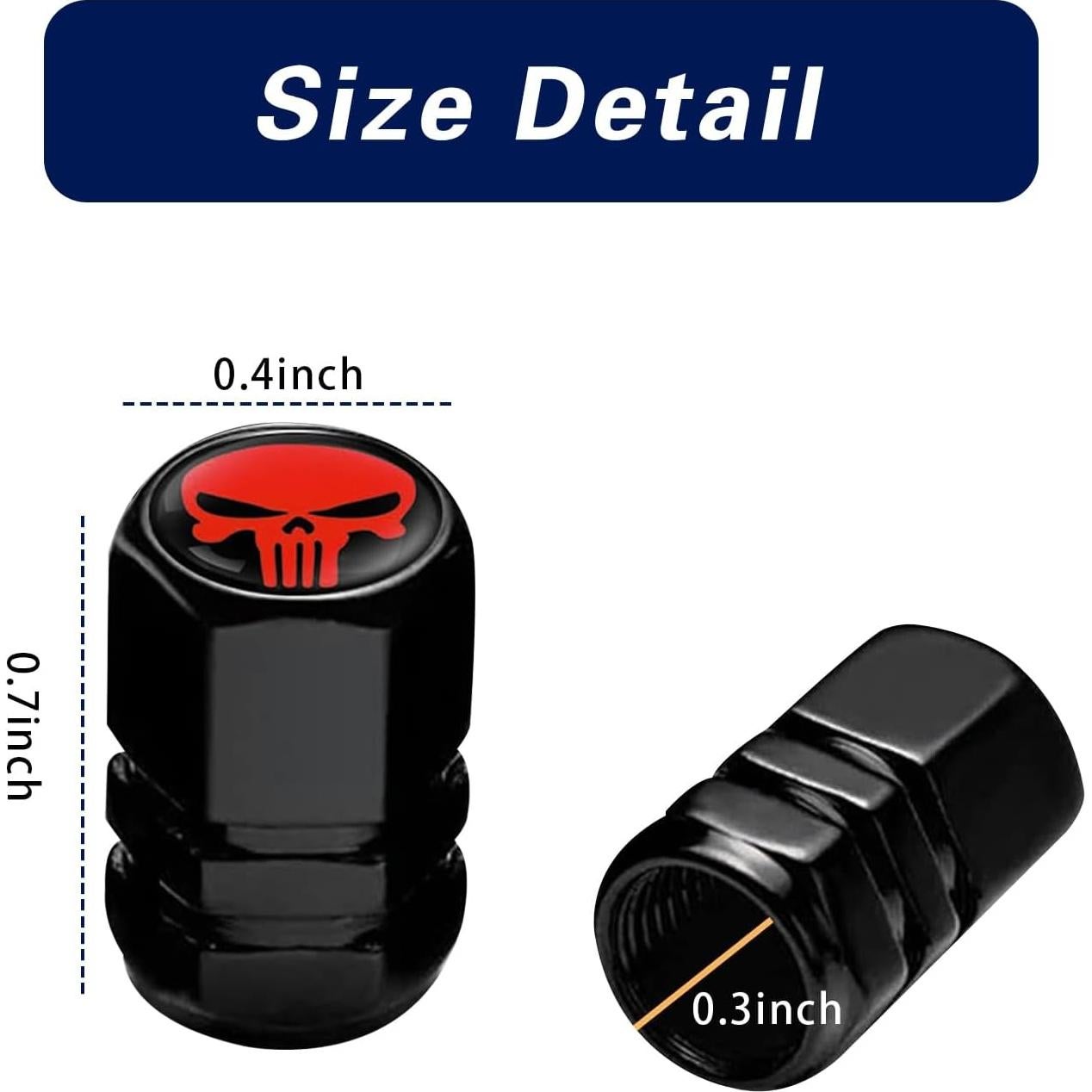 Tapones de Válvula de Neumático ijuicy 4 PCS Calavera Rojo