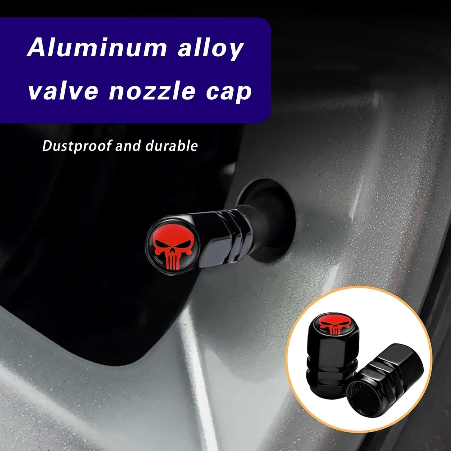 Tapones de Válvula de Neumático ijuicy 4 PCS Calavera Rojo