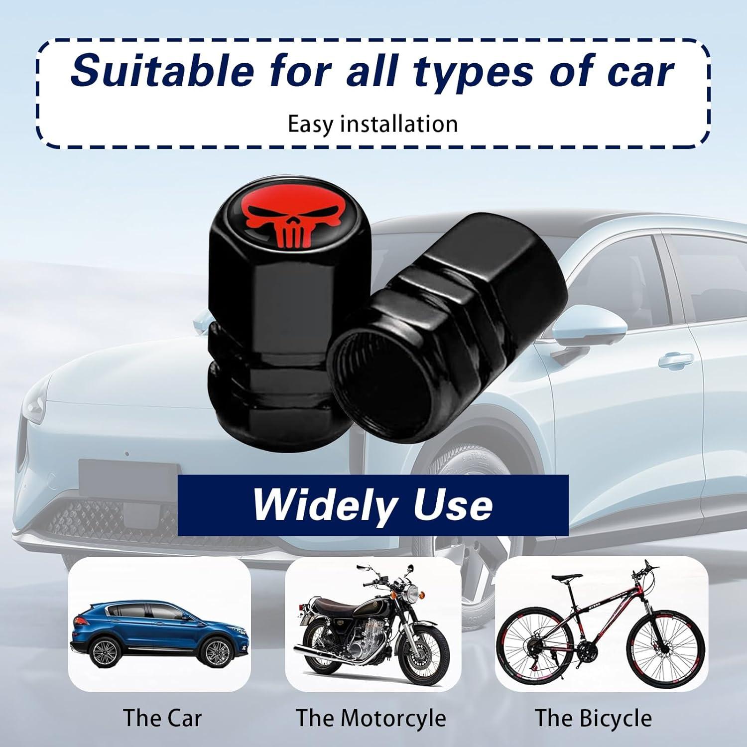 Tapones de Válvula de Neumático ijuicy 4 PCS Calavera Rojo