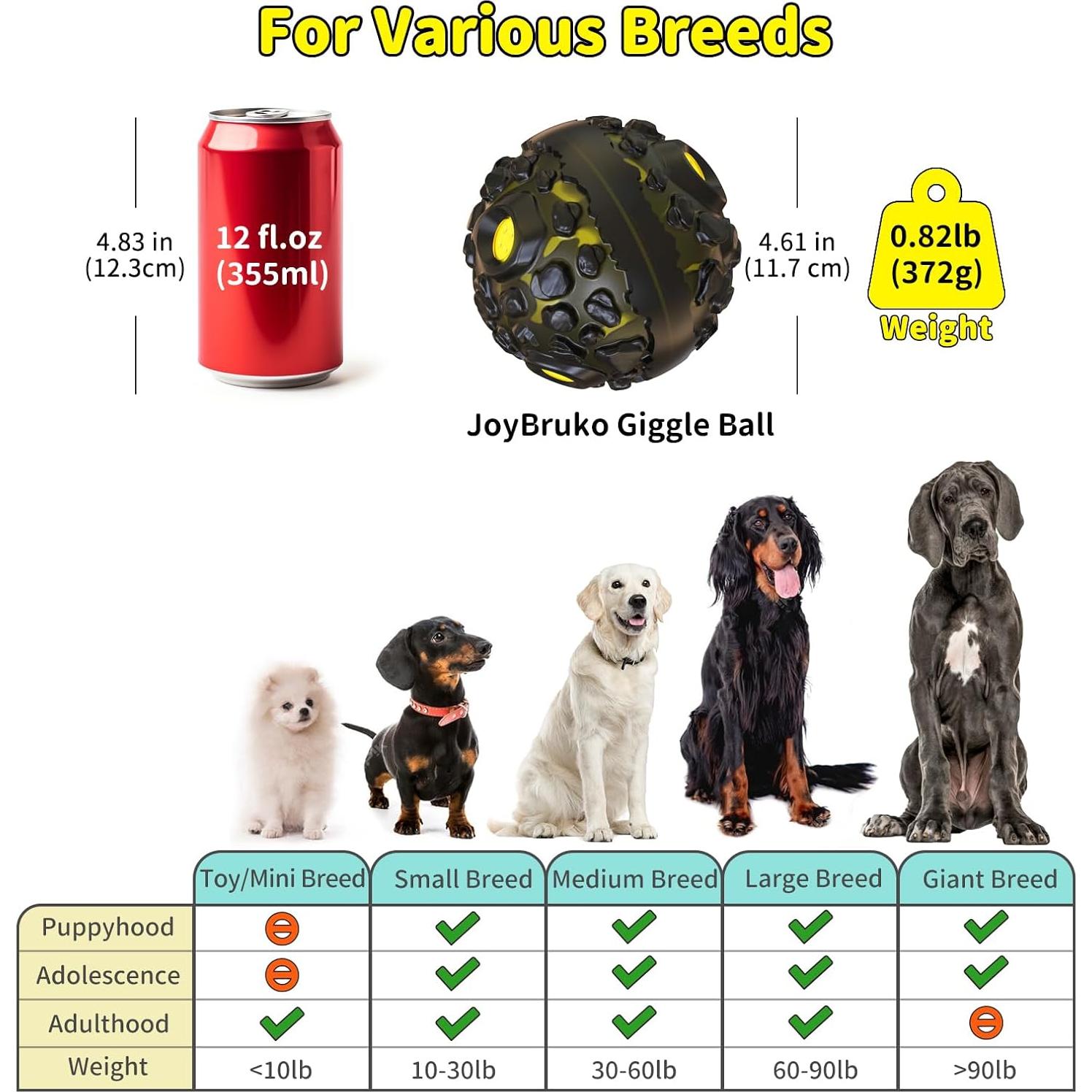 Pelota Squeaky para Perros JoyBruko - Juguete Masticar Duradero