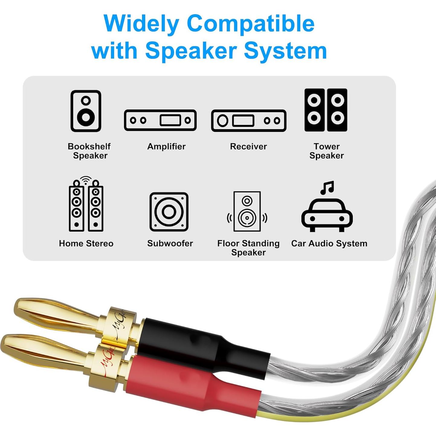 Paquete de 2 Cables de Altavoz Mygatti 16 AWG 4.57 m