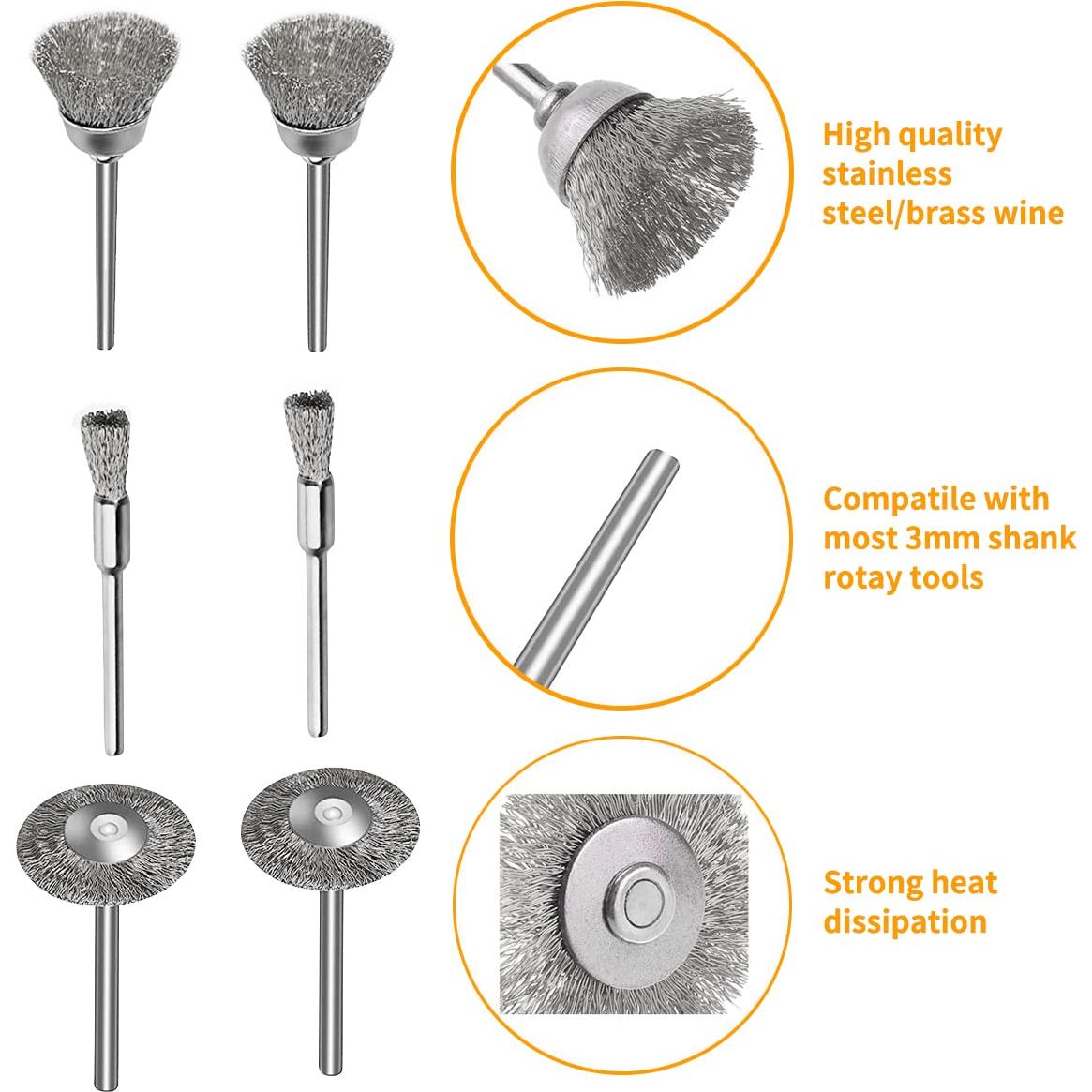 Juego de 45 Piezas de Cepillos de Alambre JIUNENG para Taladro