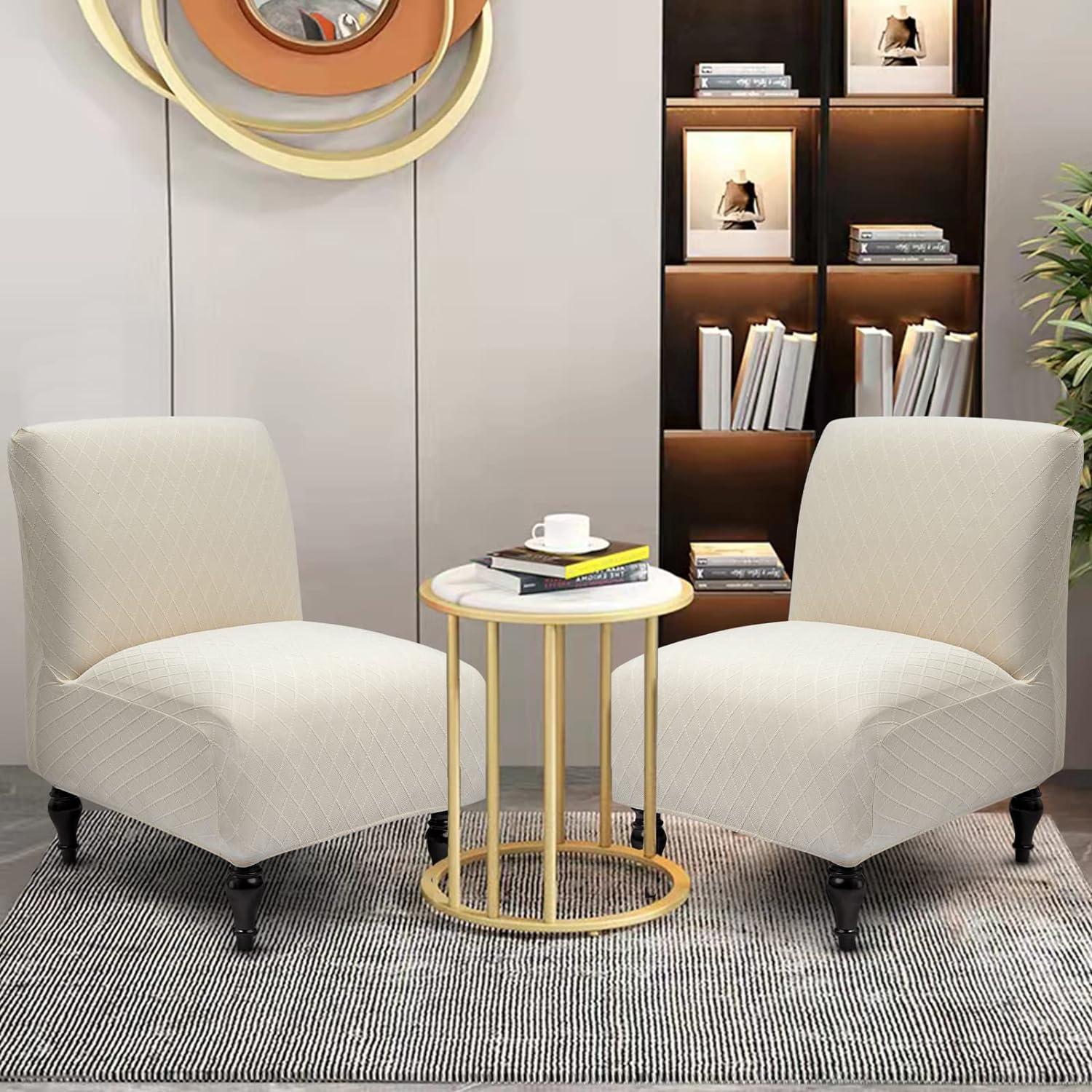 Funda de Silla Sin Brazos Liykimt 2 Unidades Jacquard Beige