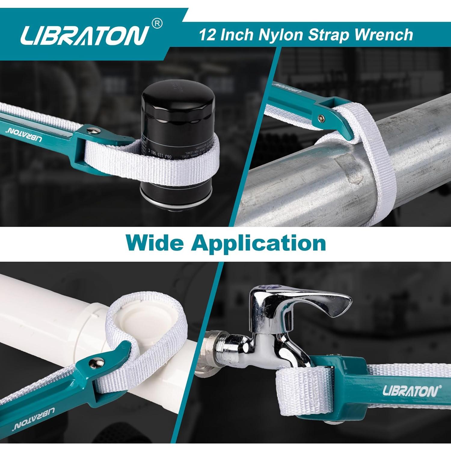 Llave de Correa de Nylon LIBRATON 30 cm Ajustable Alta Resistencia