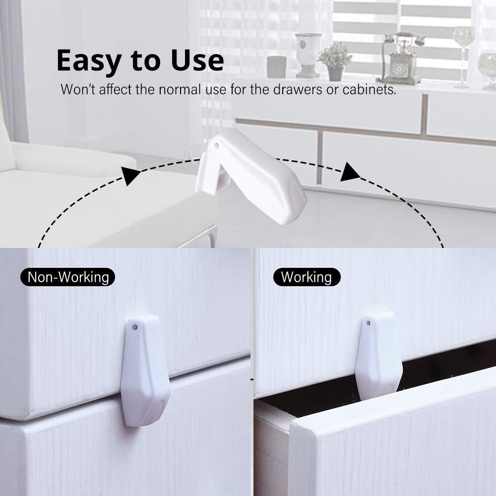 Detenedores de Cajones EUDEMON 8 Pack Seguridad Bebés Blanco