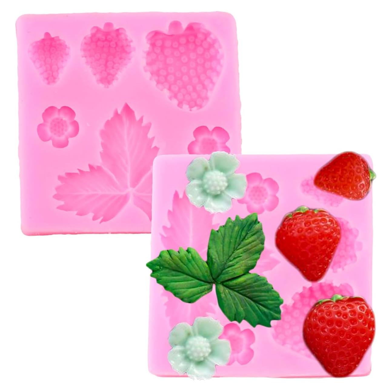 Molde de Silicona 3D Seedomes Fresas y Flores 2 Pcs