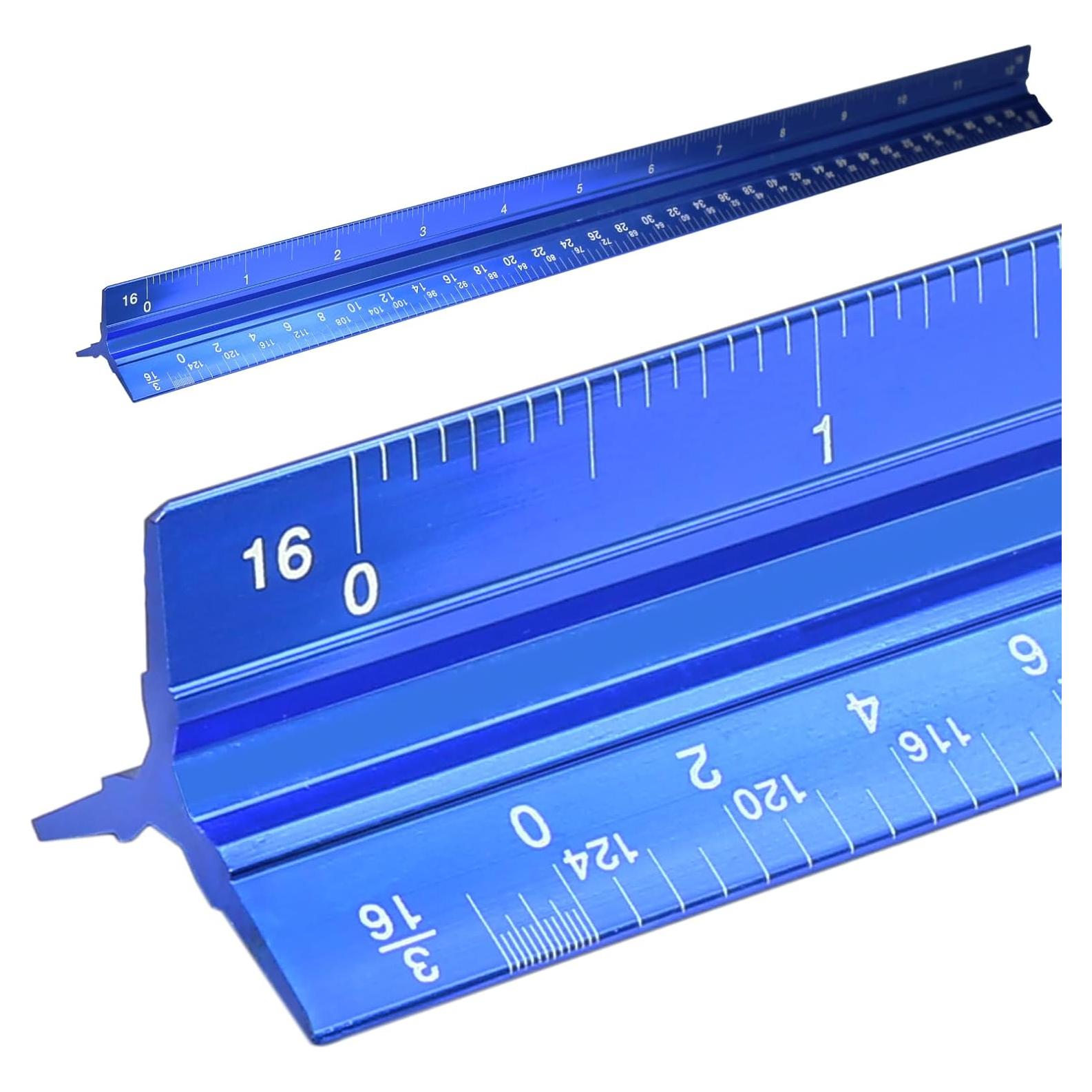 Regla Triangular Kyuionty de Aluminio 30cm Azul Grabada