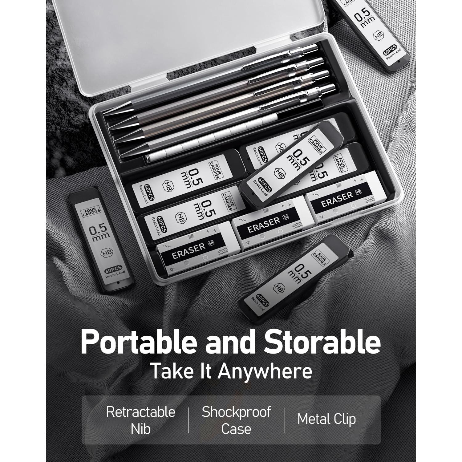 Juego de Lápices Mecánicos Four Candies 0.5mm con Estuche