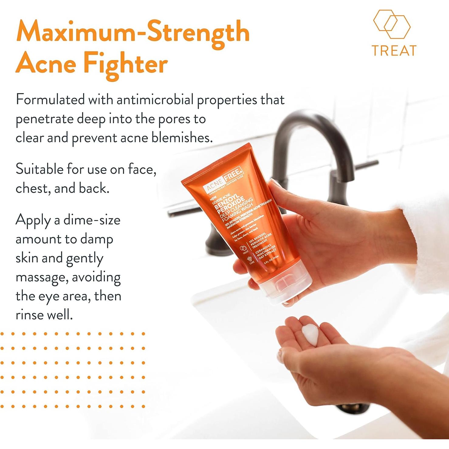 AcneFree Lavado Espumoso 10% Peróxido de Benzoilo 142g