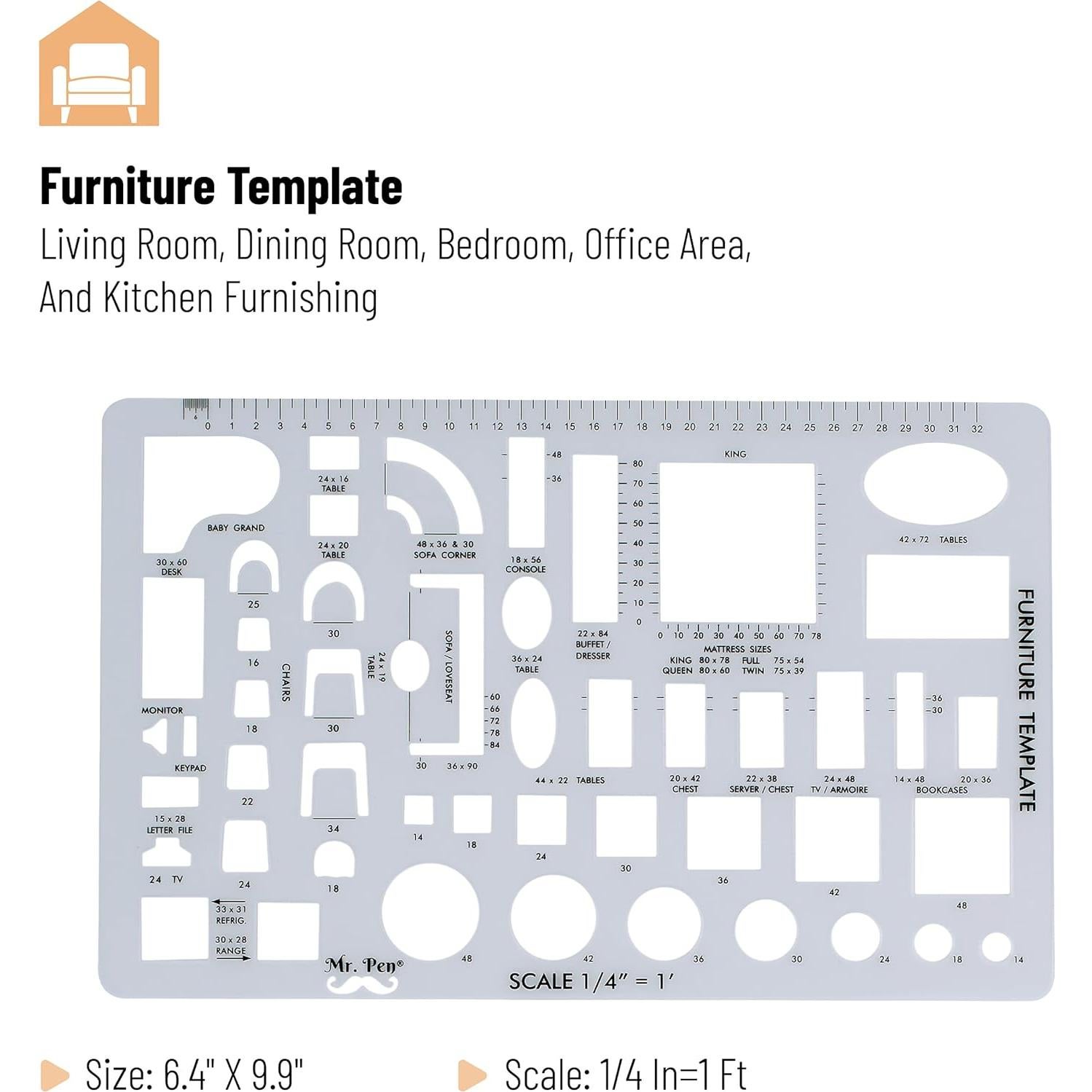 Set de Plantillas de Dibujo Mr. Pen - 3 Piezas para Arquitectura