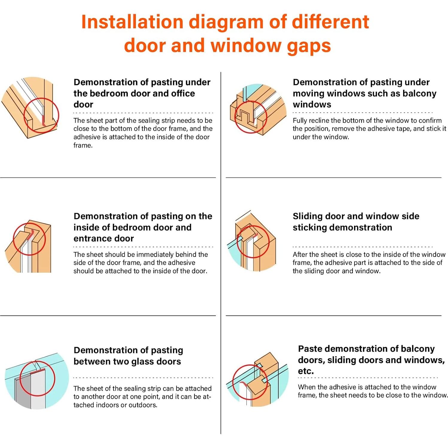 Sello de Burlete YYGCL 2.48m Negro para Puertas y Ventanas