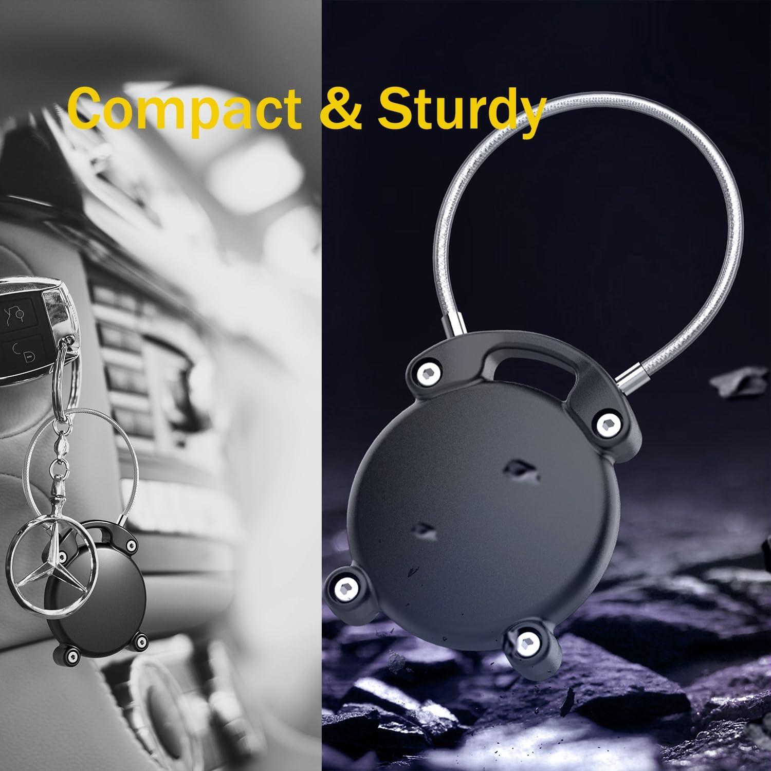 Air Tag Keychain | Screw Full Cover Waterproof | Key Holder Durable ABS Full Coverage | Sturdy Steel Wire | Compact and Beautiful | Air tag Holder Suitable for 7 Major Scenarios | Black