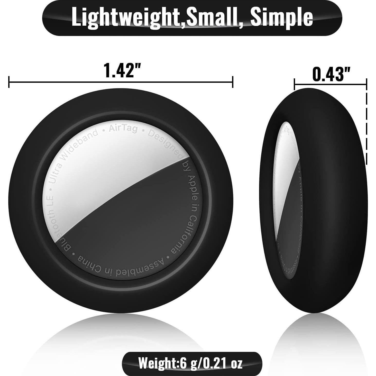 Funda adhesiva negra TEAMOLA para AirTag - Paquete de 4