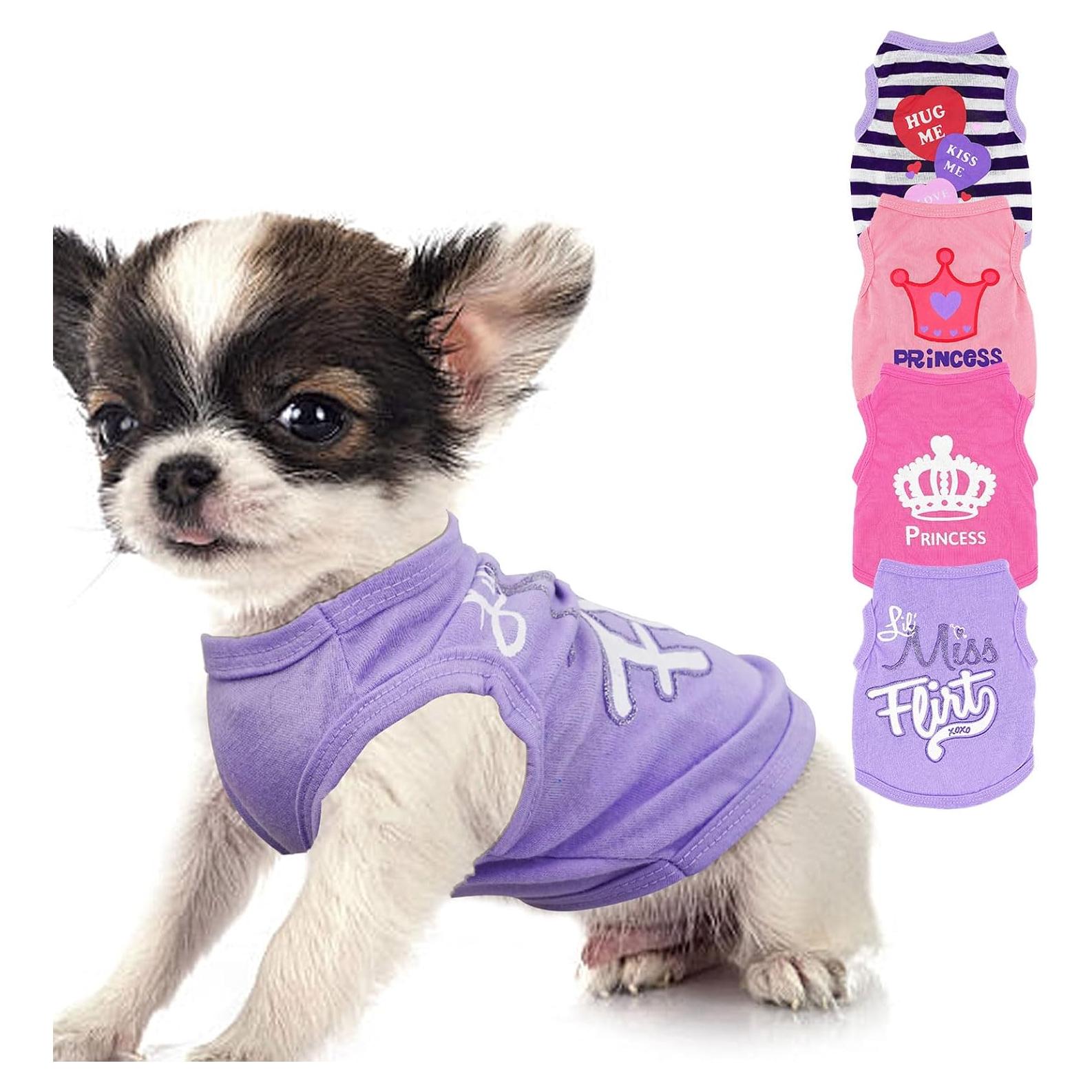 Camiseta para Perros Pequeños Rosa Algodón Transpirable