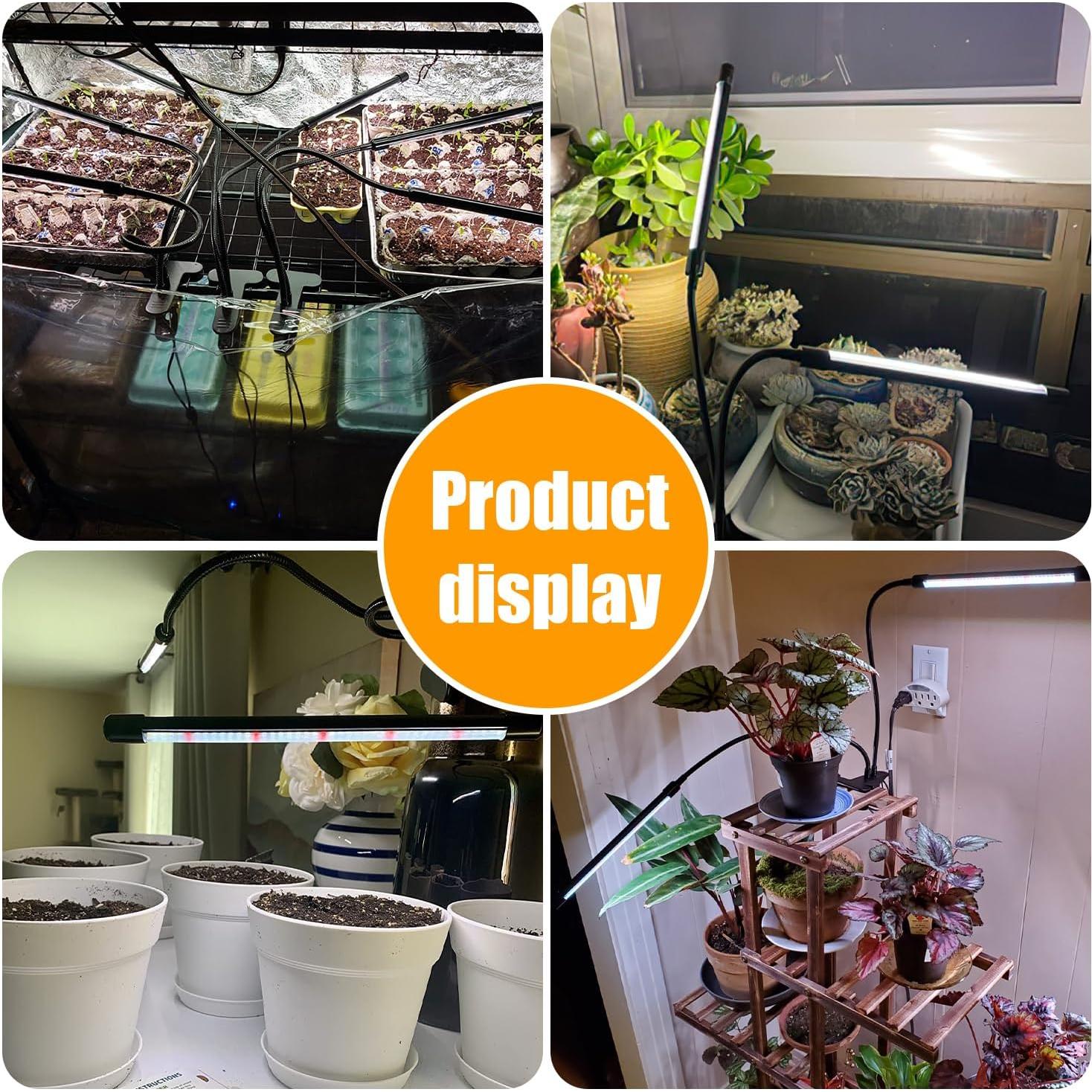 Luz de Crecimiento LED Hywyimlait 2 Cabezas 168 LEDs Espectro Completo