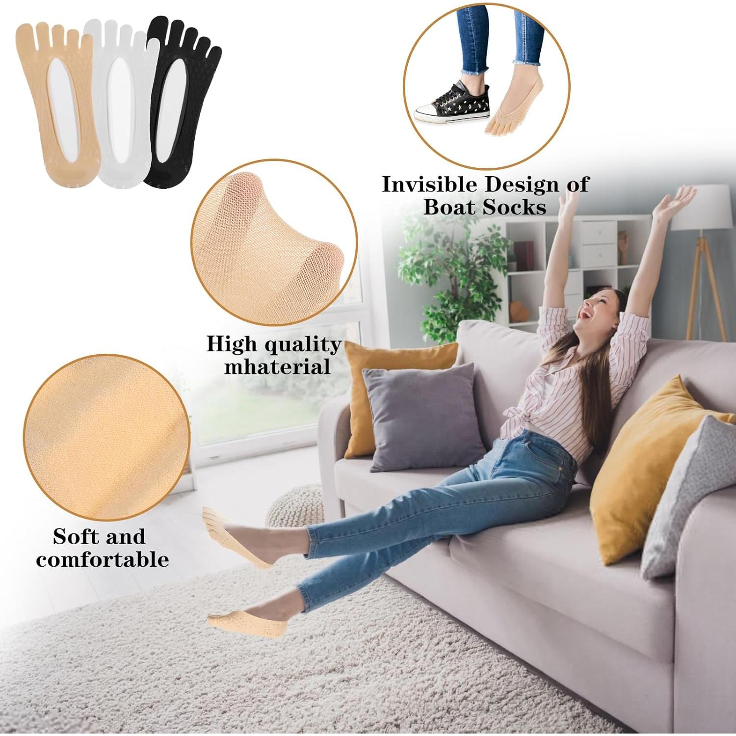 Calcetines de Compresión Ortopédica Ptwola 6 Pares 5 Dedos