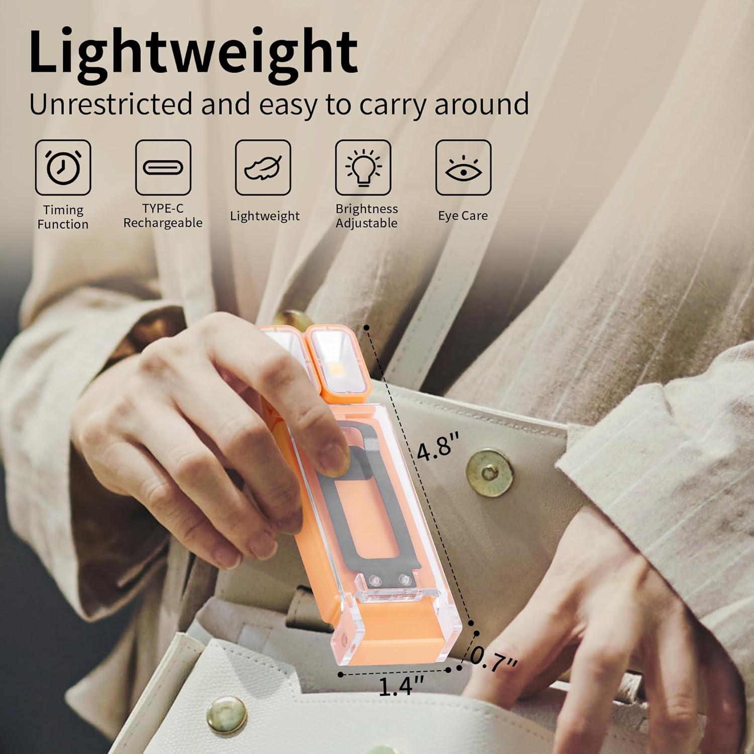 Luz de Lectura LED Dott Arts, Doble Cabeza, 5 Colores, 1000mAh