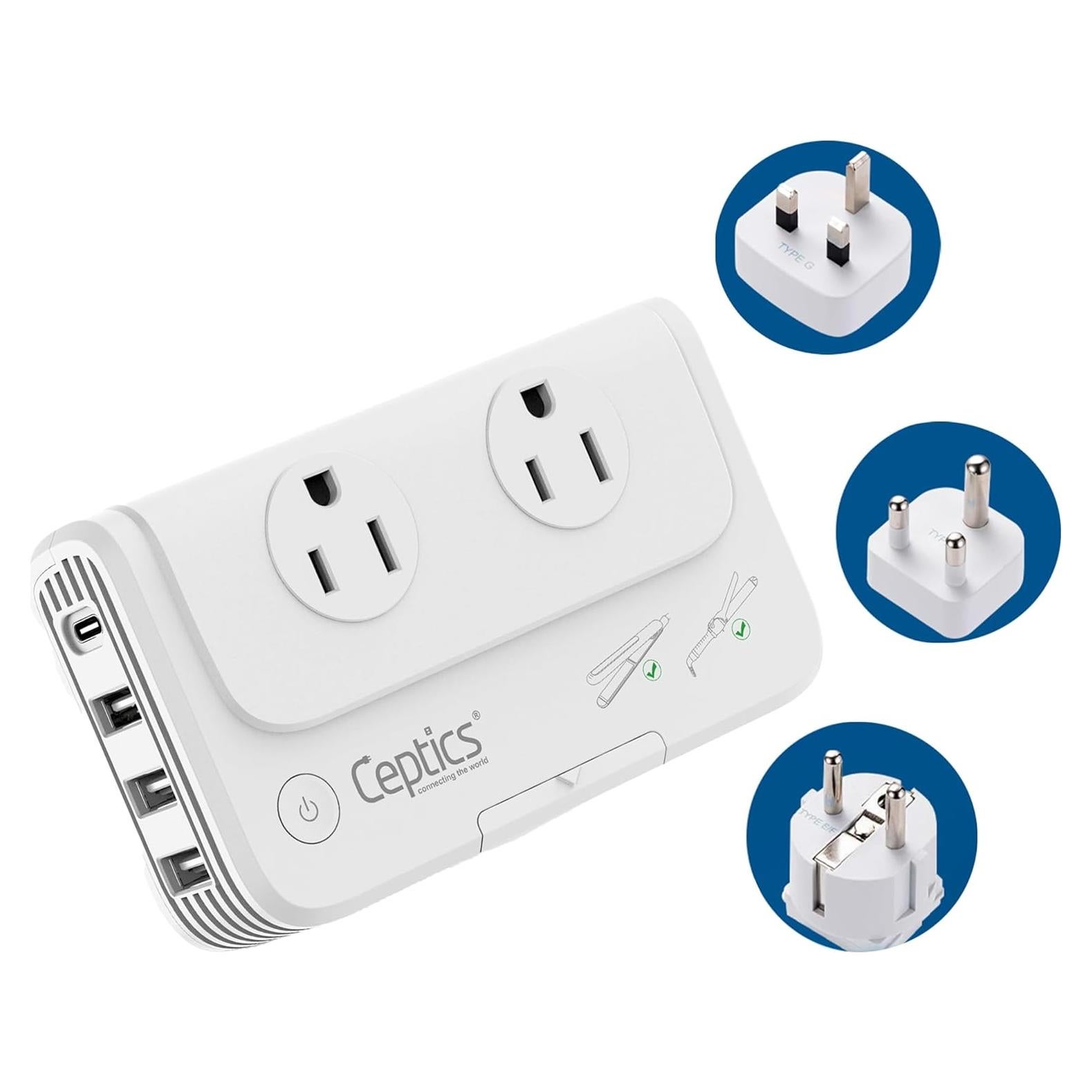 Convertidor de Voltaje Ceptics 200W 220V a 110V 6 USB