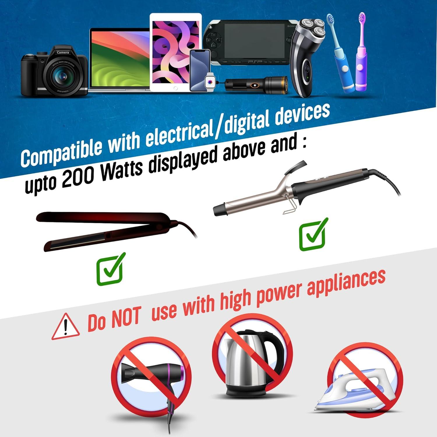 Convertidor de Voltaje Ceptics 200W 220V a 110V 6 USB