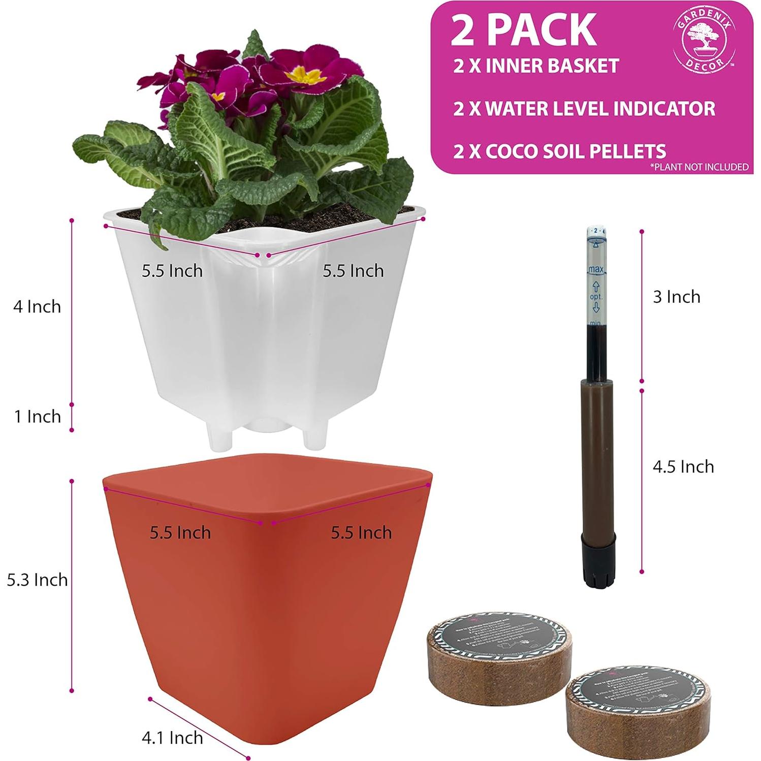 Macetas Autorriego GARDENIX DECOR 2 Paquete Terracota 14cm