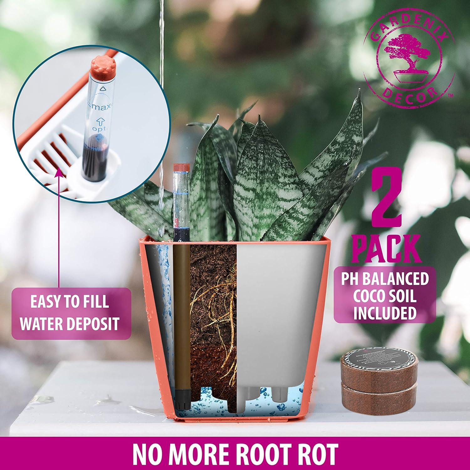 Macetas Autorriego GARDENIX DECOR 2 Paquete Terracota 14cm