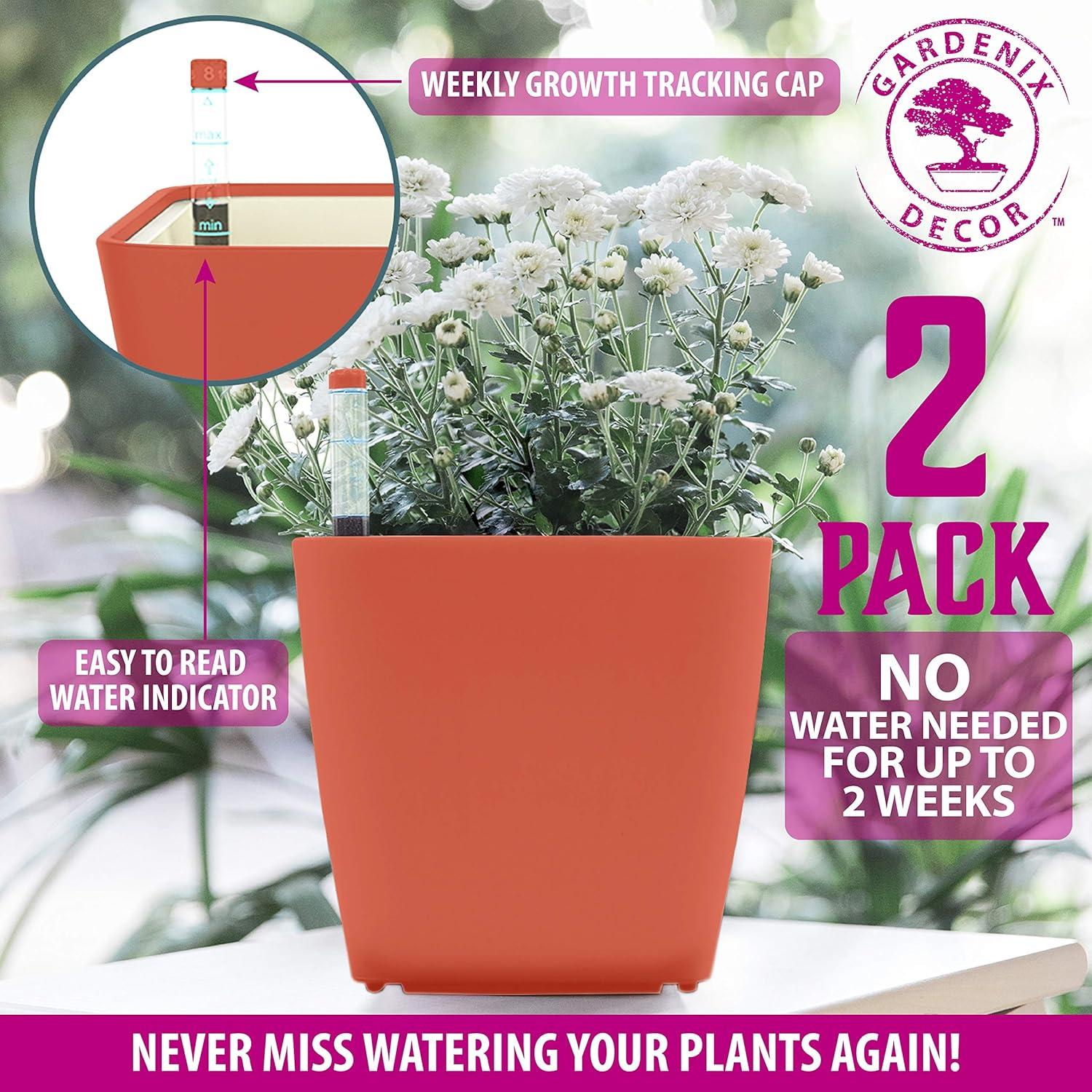 Macetas Autorriego GARDENIX DECOR 2 Paquete Terracota 14cm