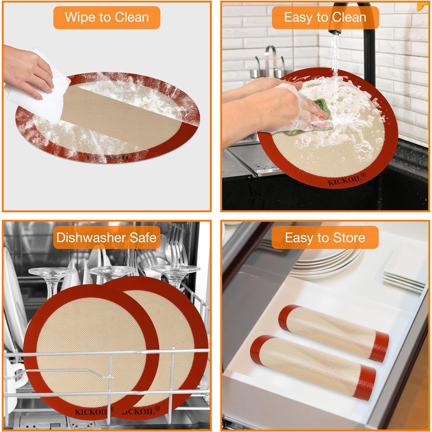 Juego de 2 Tapetes de Silicona KICKOIL Redondos 20 cm