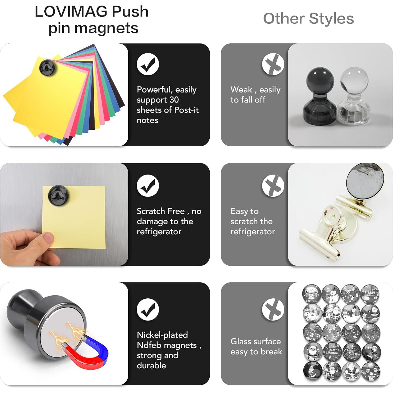 Imanes de Nevera LOVIMAG 16 Piezas Fuertes Negros