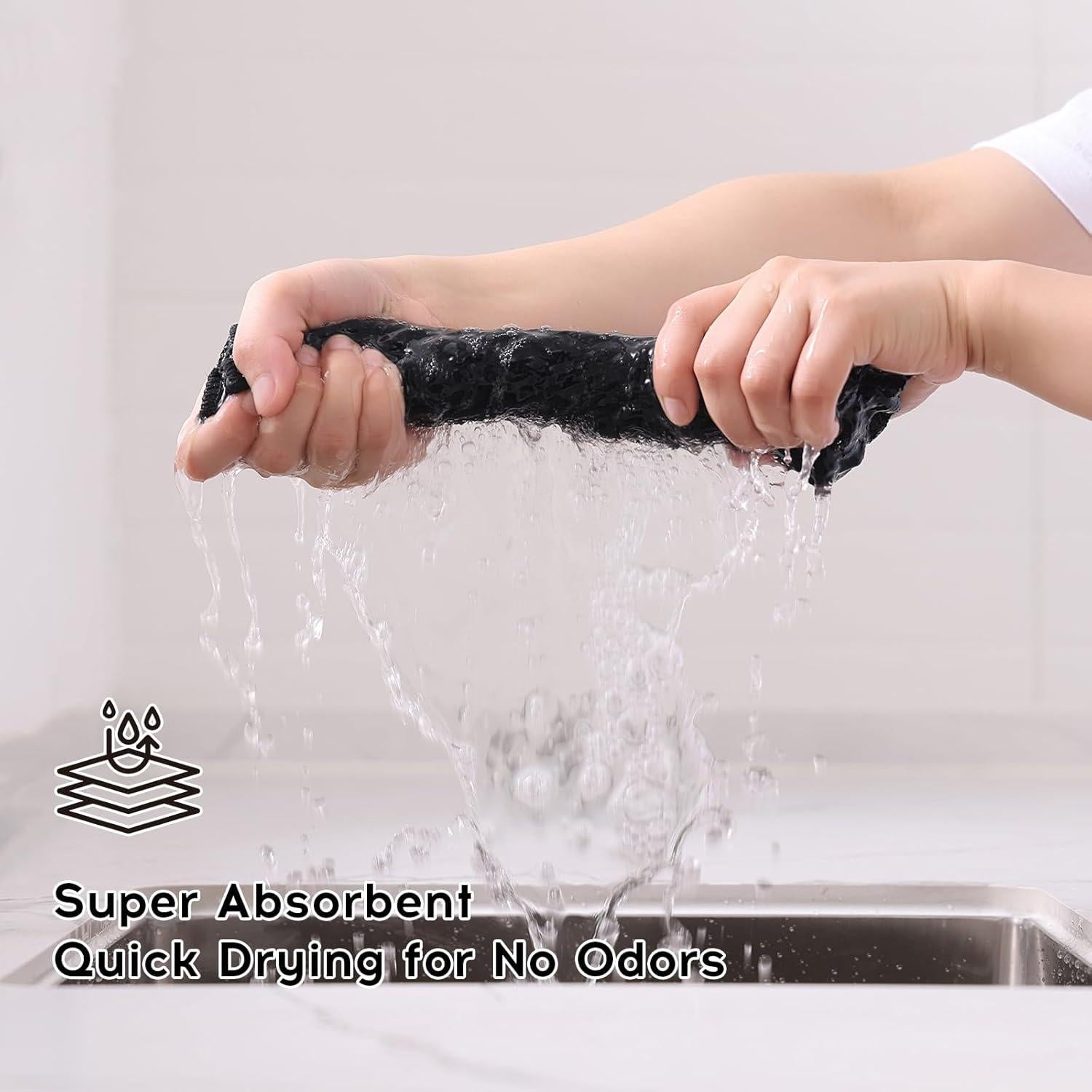 Kitinjoy Paño de Microfibra 12 Unidades 30x30 cm Negro