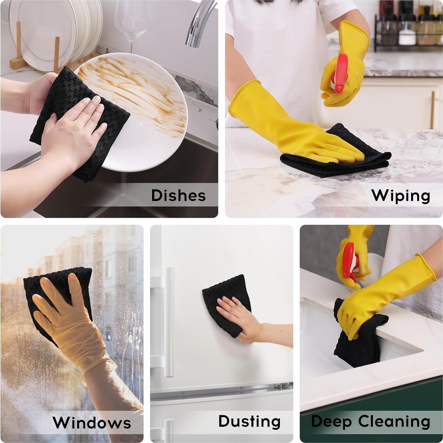 Kitinjoy Paño de Microfibra 12 Unidades 30x30 cm Negro