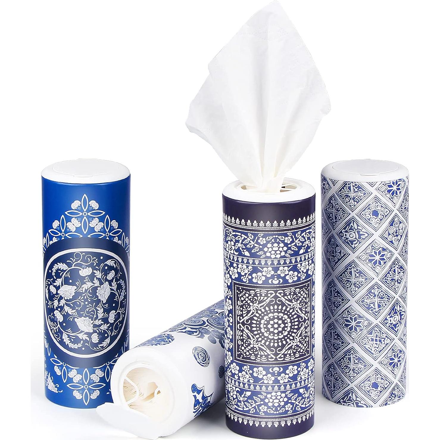 Caja de Tejidos Faciales CLOVER para Auto - 4 Canisters 3 Capas