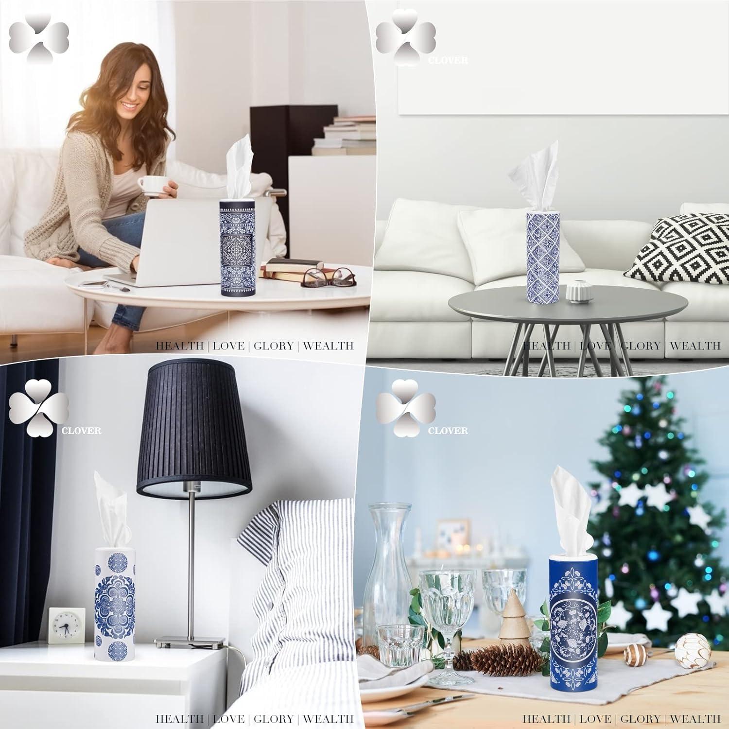 Caja de Tejidos Faciales CLOVER para Auto - 4 Canisters 3 Capas