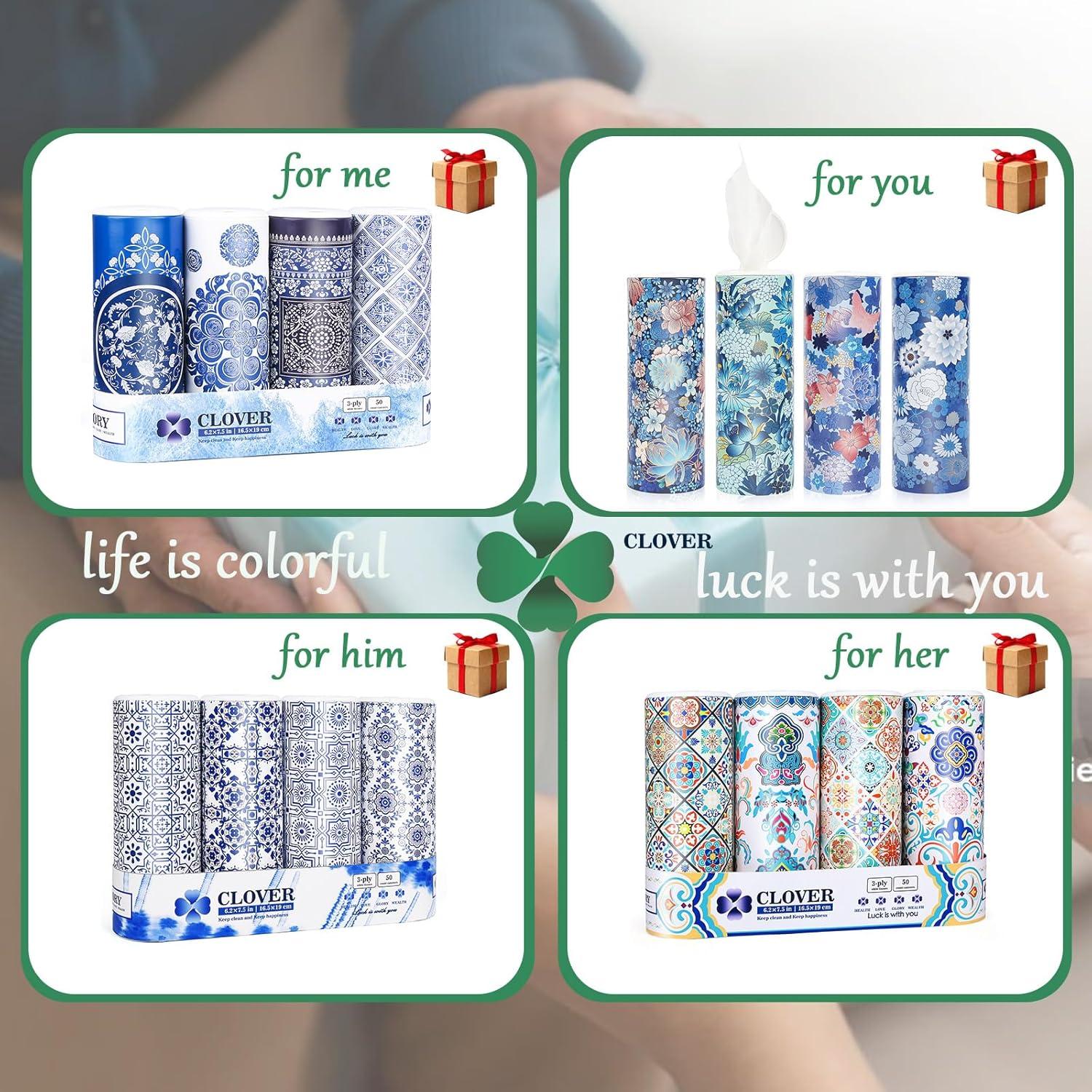 Caja de Tejidos Faciales CLOVER para Auto - 4 Canisters 3 Capas