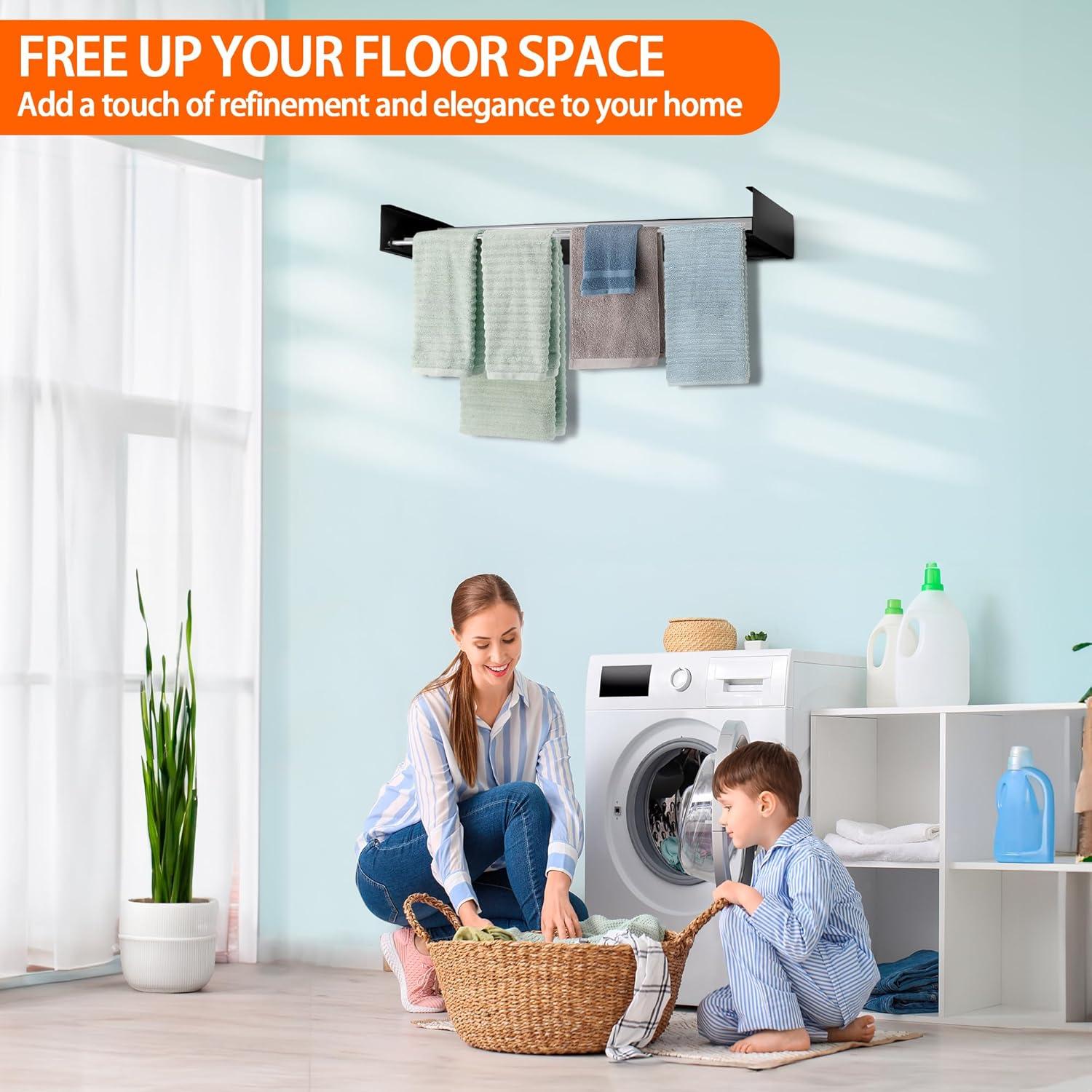 Estante de Secado de Ropa Plegable FOCHIER F 60 cm Negro