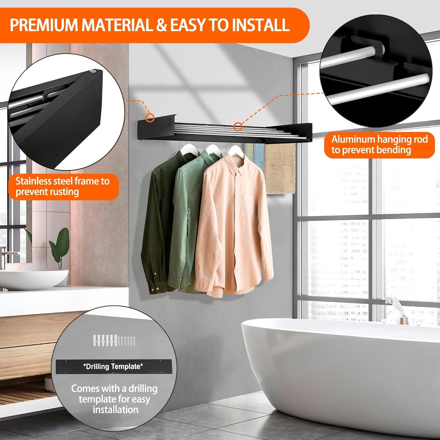 Estante de Secado de Ropa Plegable FOCHIER F 60 cm Negro