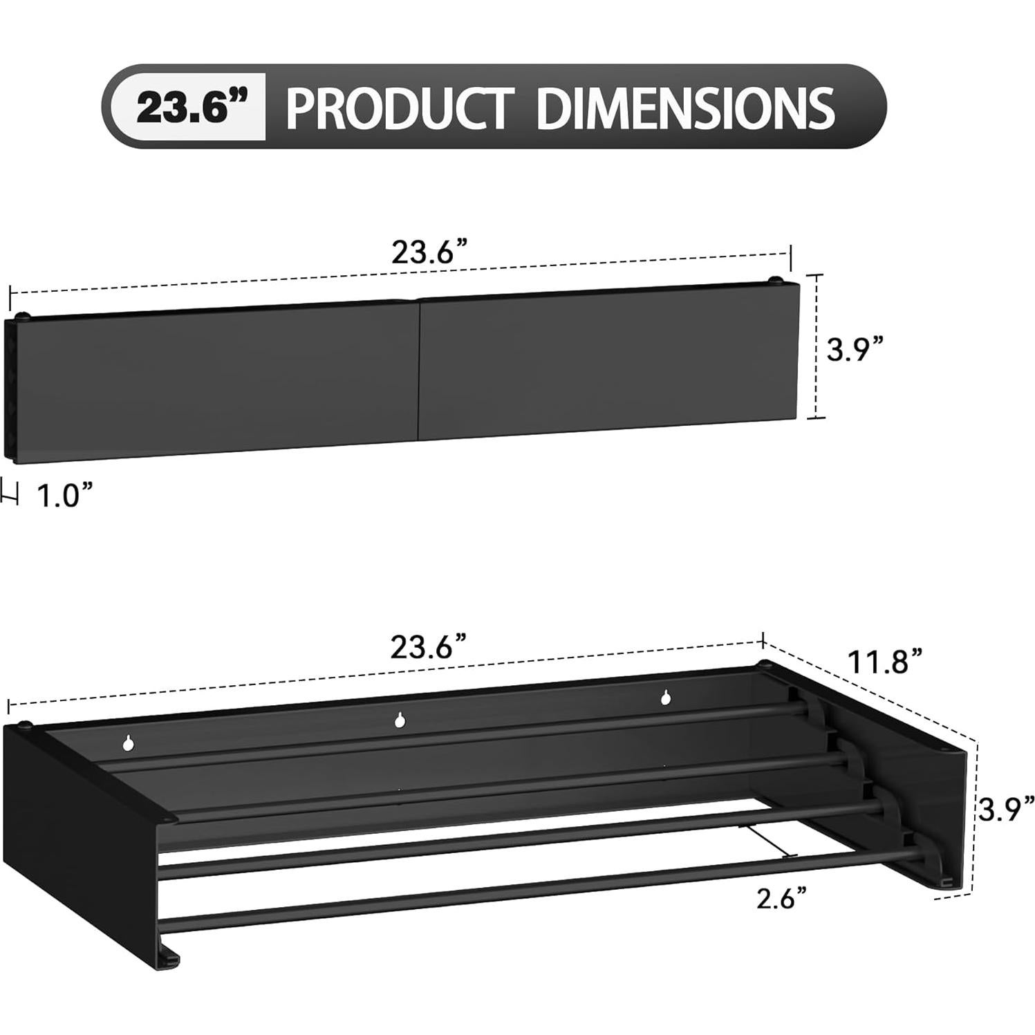 Estante de Secado de Ropa Plegable FOCHIER F 60 cm Negro