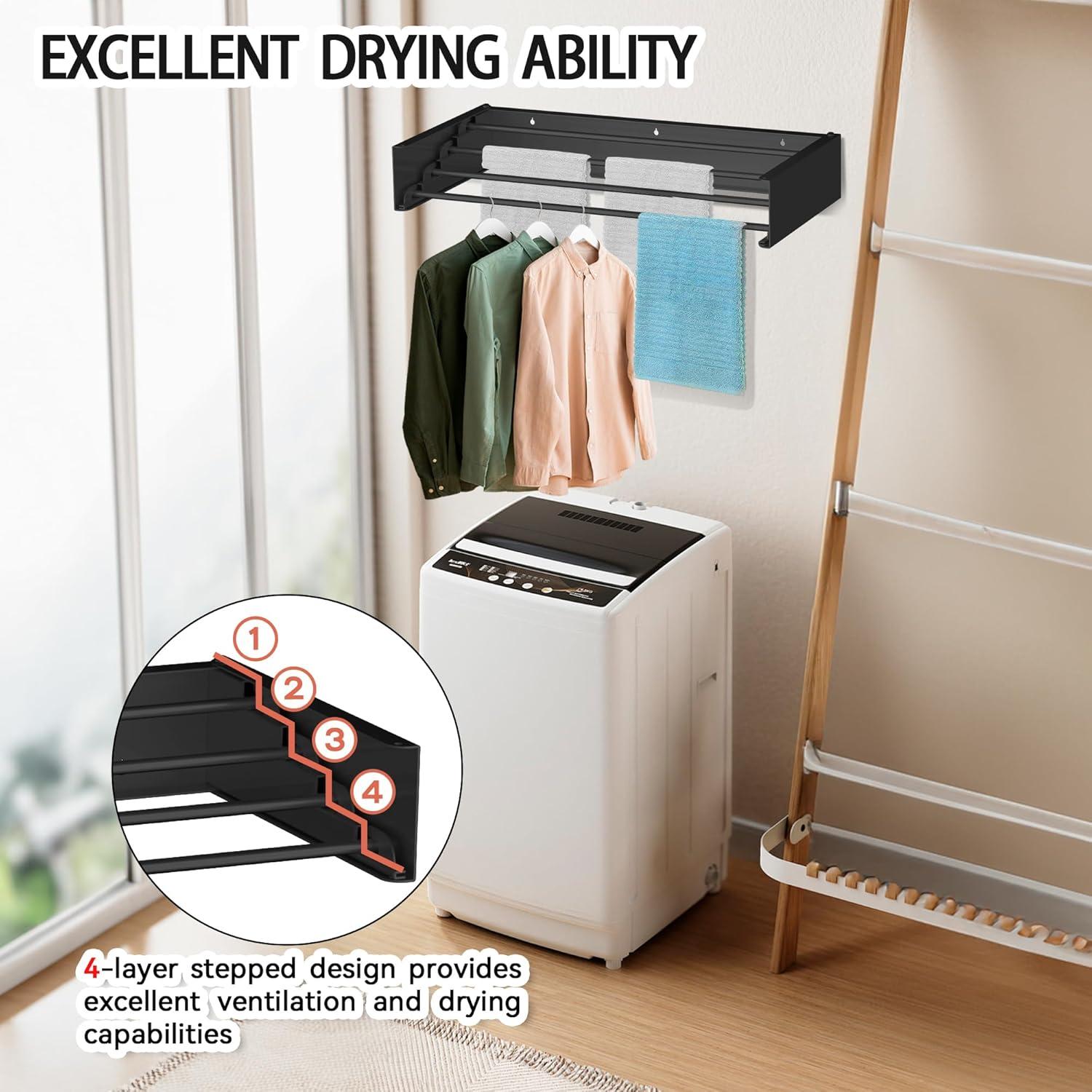 Estante de Secado de Ropa Plegable FOCHIER F 60 cm Negro