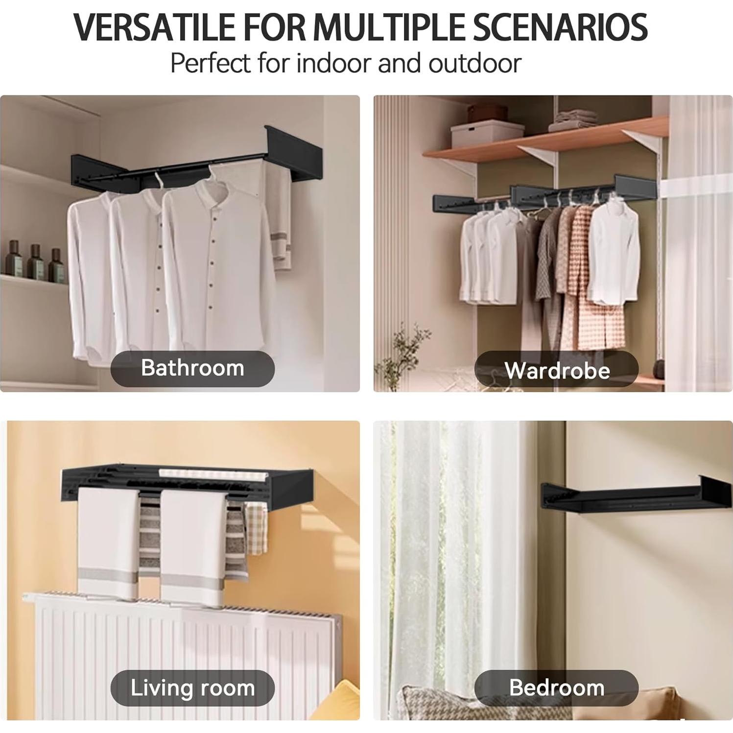 Estante de Secado de Ropa Plegable FOCHIER F 60 cm Negro