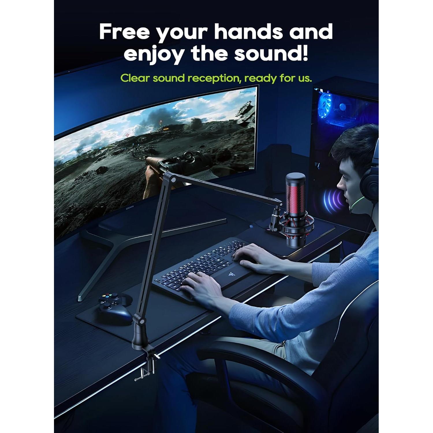 Brazo de Micrófono M01 Soporte Plegable 360° para Podcasting