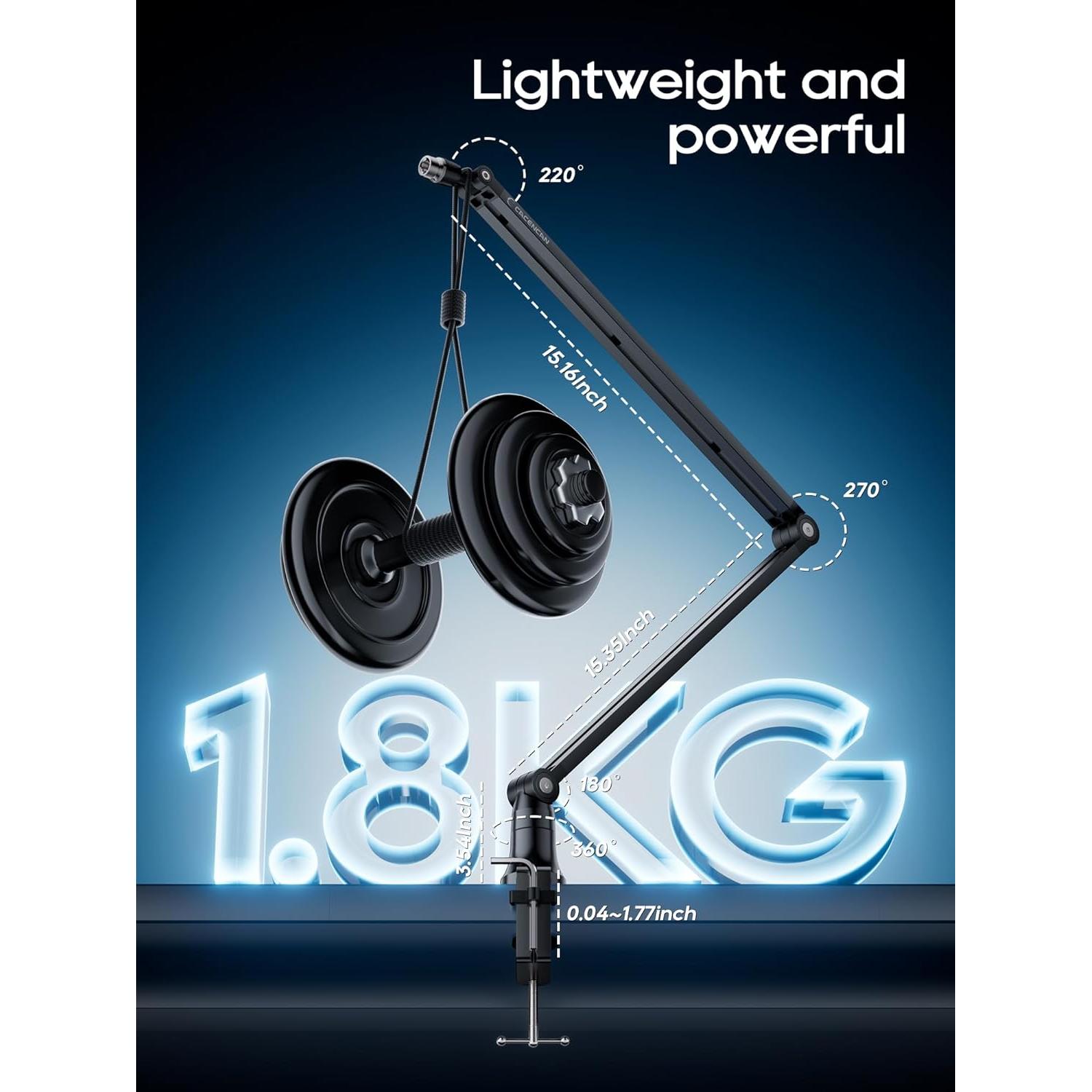 Brazo de Micrófono M01 Soporte Plegable 360° para Podcasting