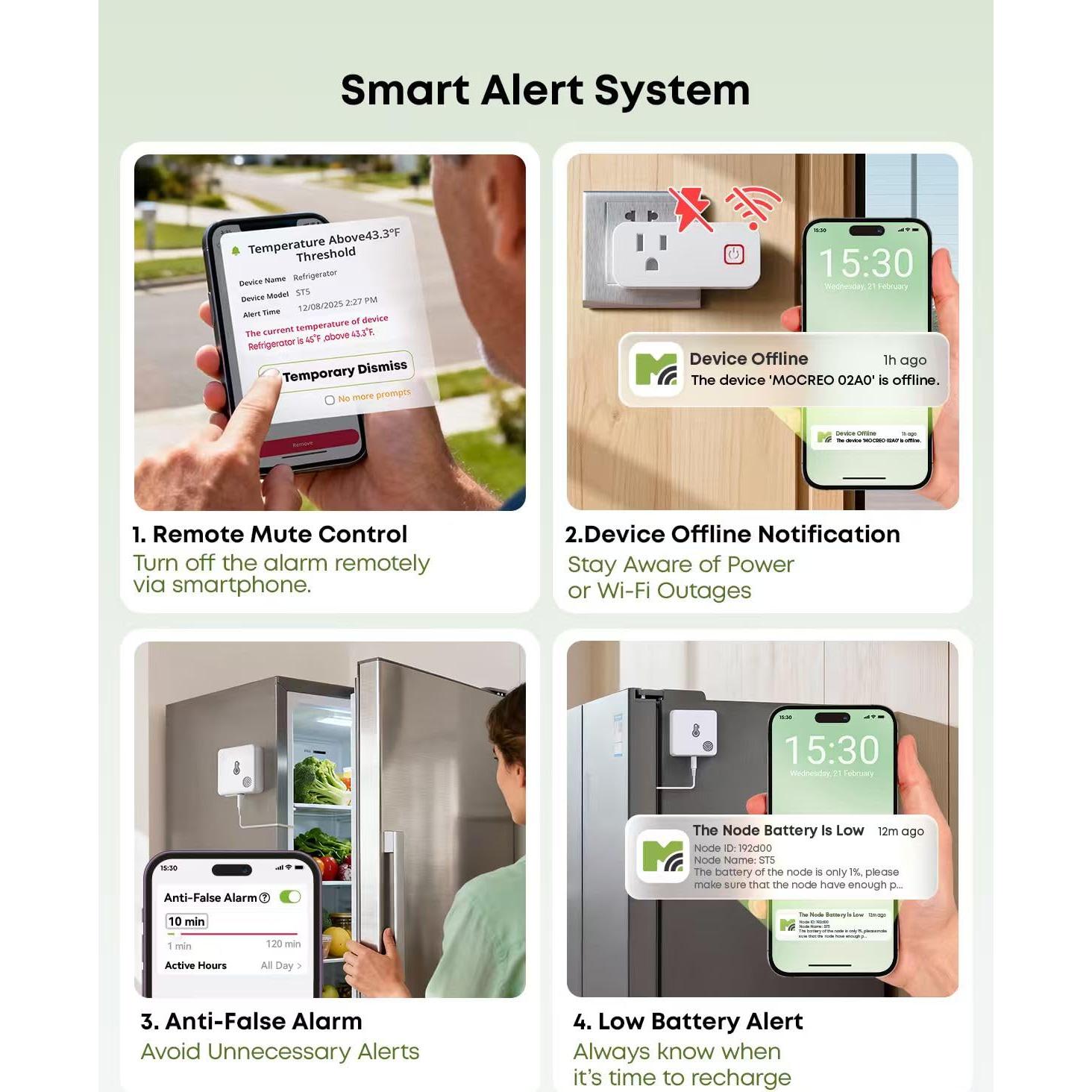 Termómetro WiFi MOCREO H3 con 2 Sensores para Refrigerador