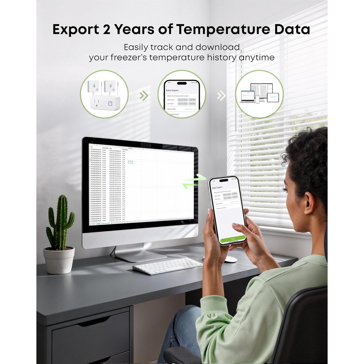 Termómetro WiFi MOCREO H3 con 2 Sensores para Refrigerador