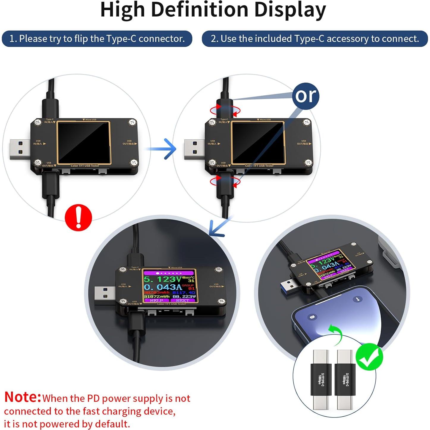 Medidor USB Tester YOJOCK A3 Multímetro Digital 2-en-1