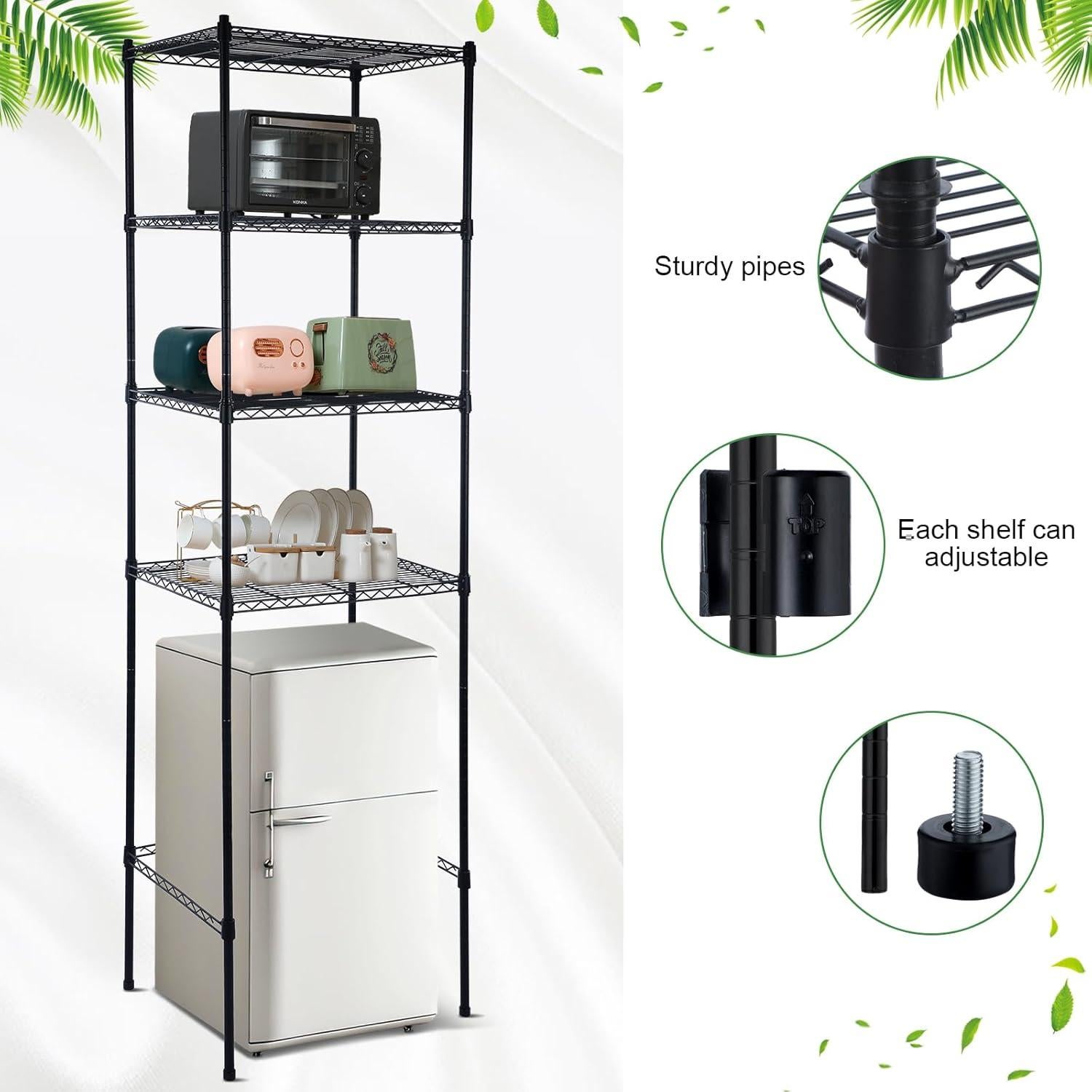 Soporte Organizador Huwena para Mini Nevera 4 Niveles Negro